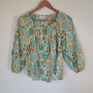 a.n.a Floral Blouse with Blue and Green Accents